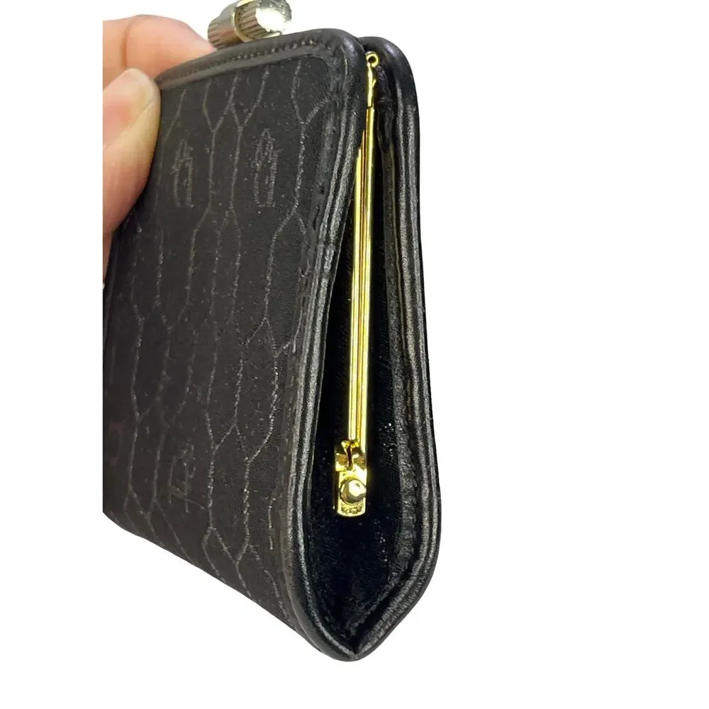 Christian Dior Honeycomb Monogram Coin Purse Black Silver Dior Wallet Vintage